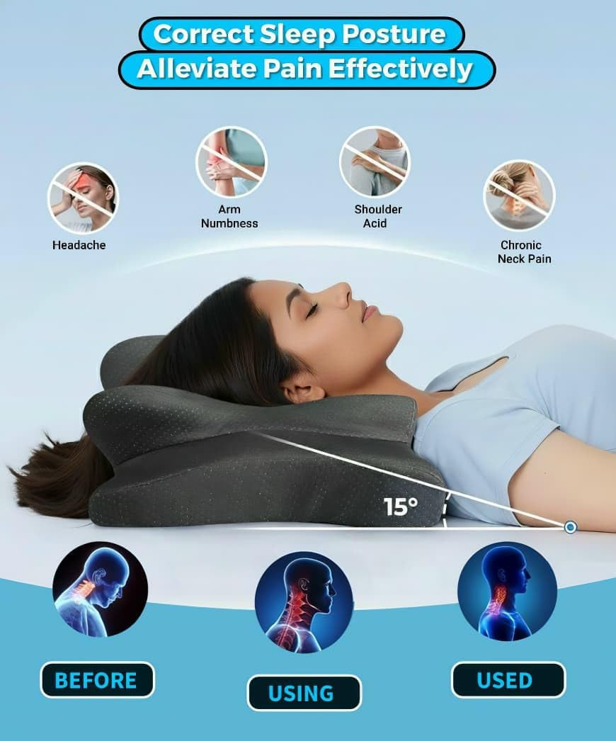 Cooling Memory Foam Pillow for Neck and Shoulder Pain Relief, Adjustable Cervical Contour Bed Pillow, Orthopedic Ergonomic Design for Side, Back & Stomach Sleepers, Breathable and Extra Supportive