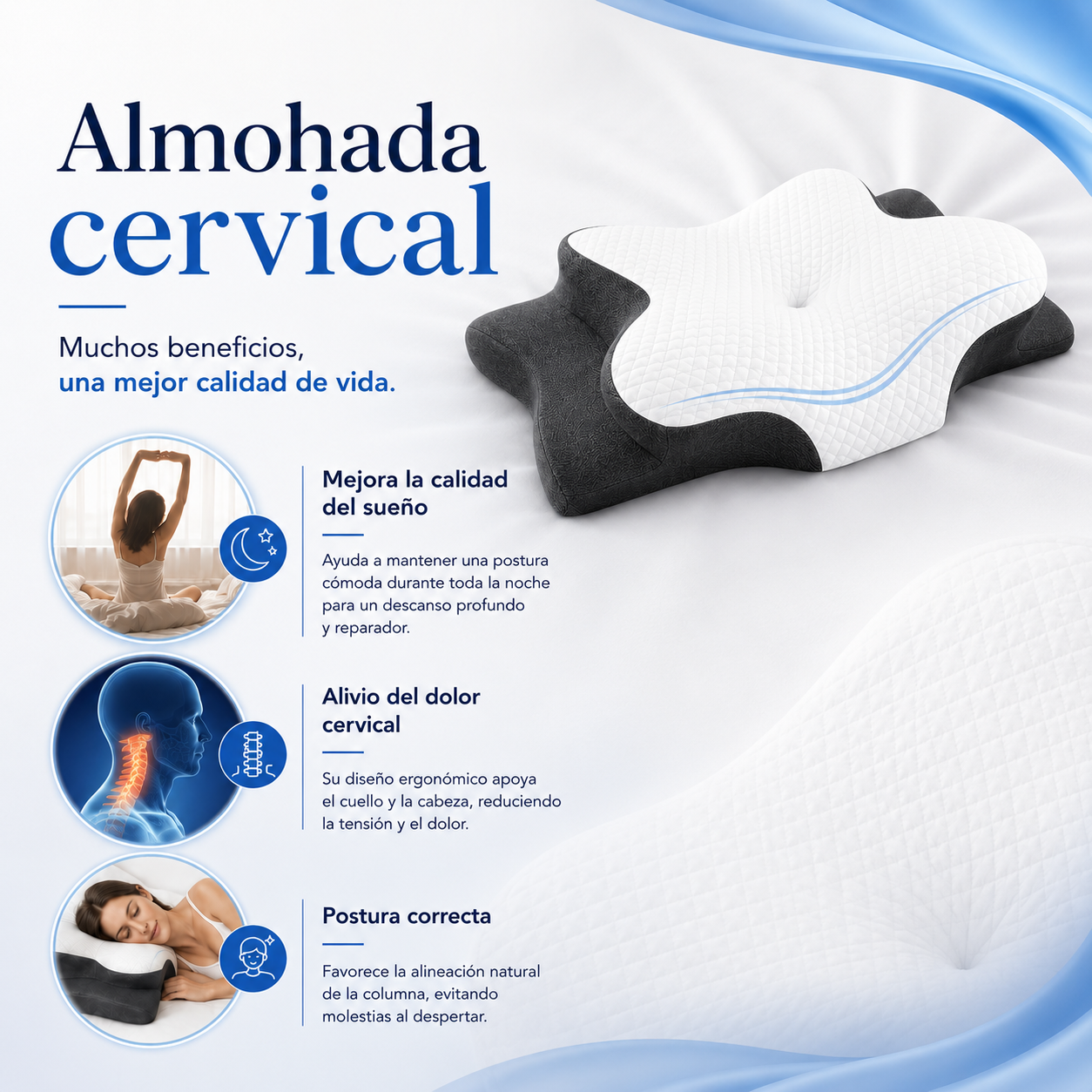Almohada cervical ergonómica